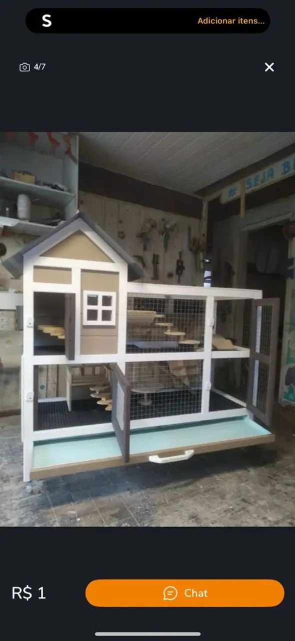 Gaiola para coelho em madeira - Foto 4