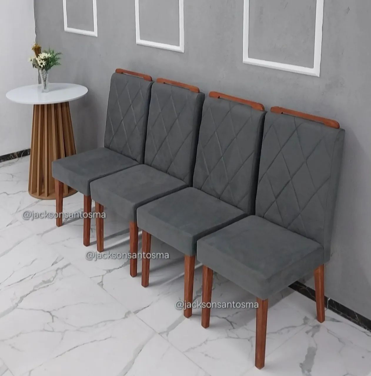 Conjunto de Cadeiras de Jantar Estofadas - Elegância Cinza