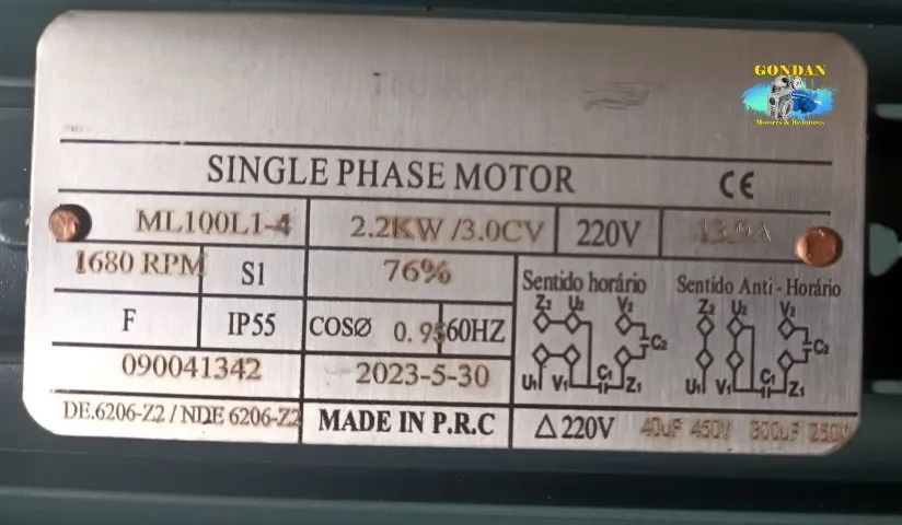 Motor elétrico 3cv/hp 2.2kw 4 polos 1680rpm Monofásico 220v com base de fixação e Fange FF - Foto 3