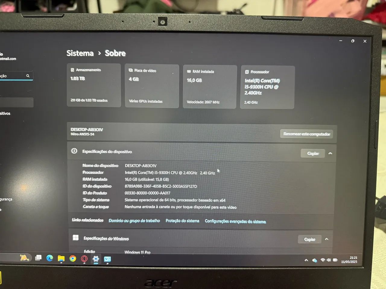 Acer Nitro 5 i5-9300h