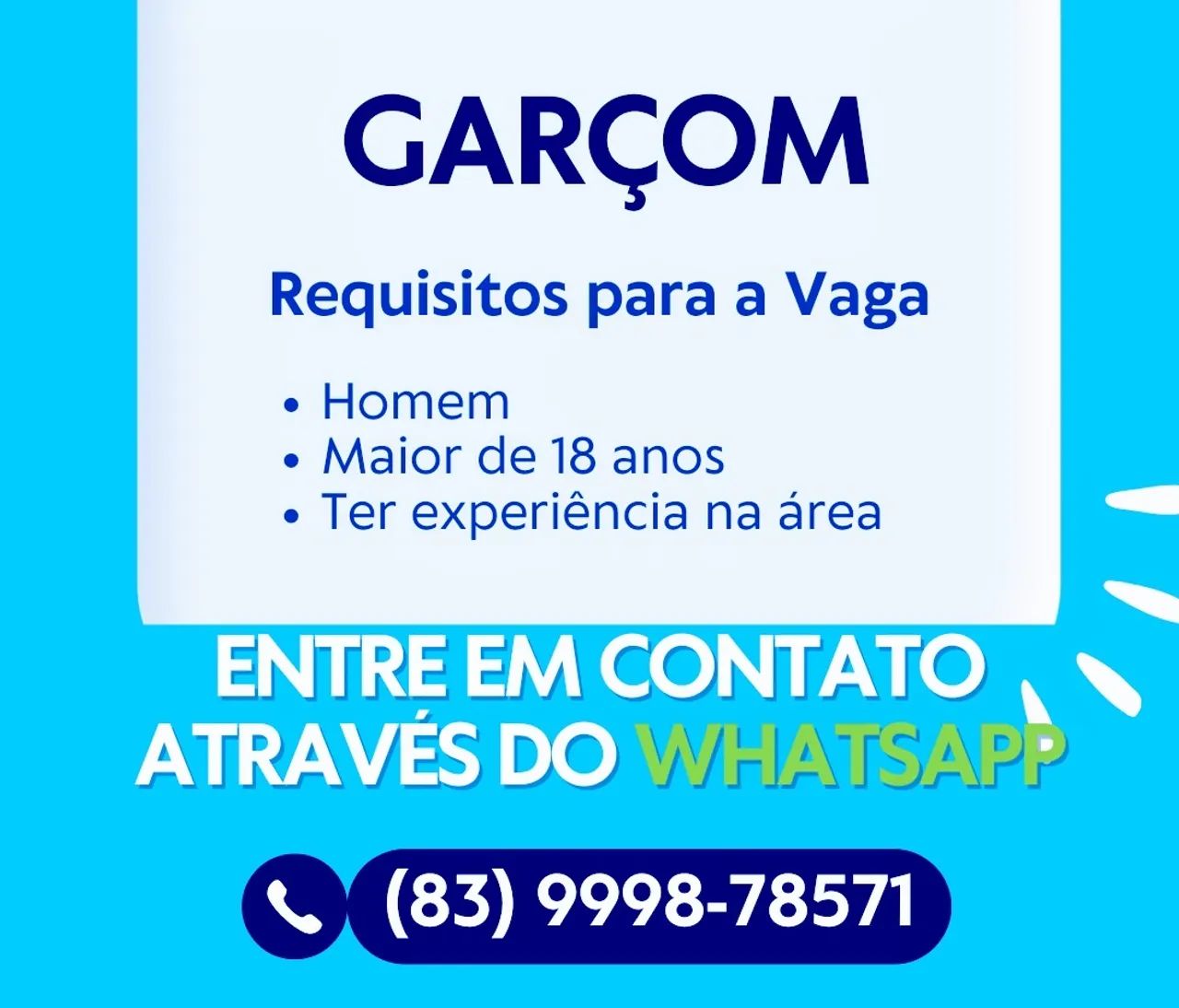 Vaga para garçom em bar em mangabeira 