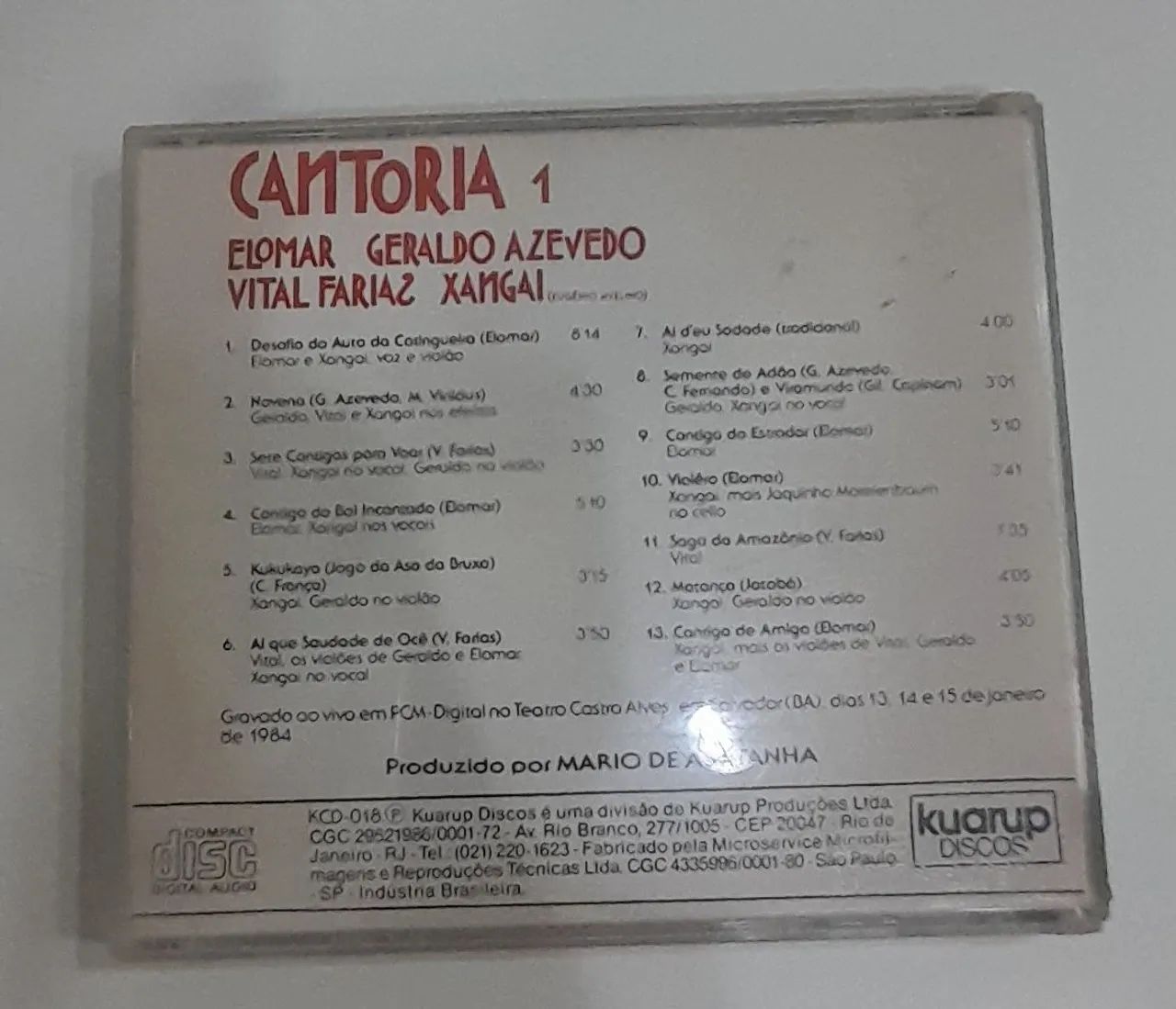 CD Cantoria 1 - Elomar, Geraldo Azevedo, Vital Farias, Xangai - Foto 2