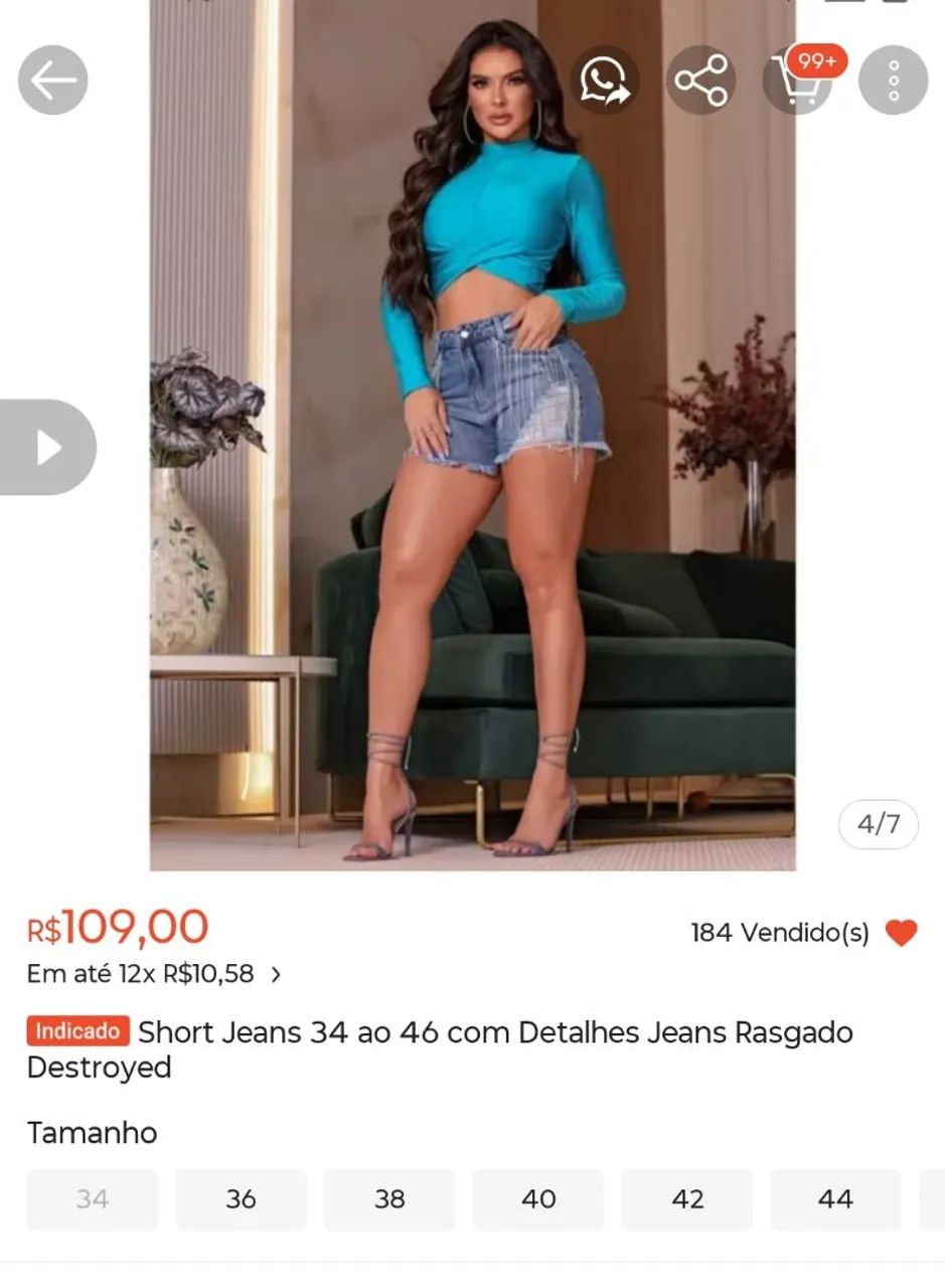 Short jeans com detalhes corrente  - Foto 5