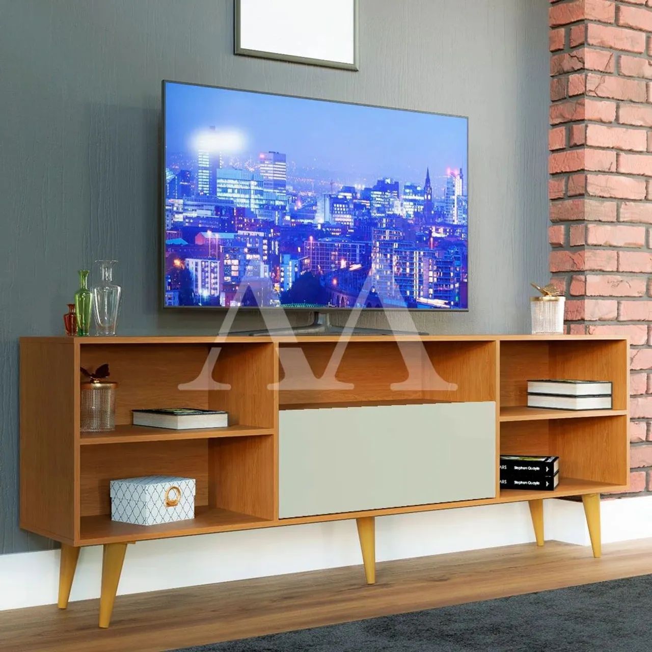 Rack Rodial Para Tv Até 65 Polegadas Dalle Cinamomo / Off White <br>