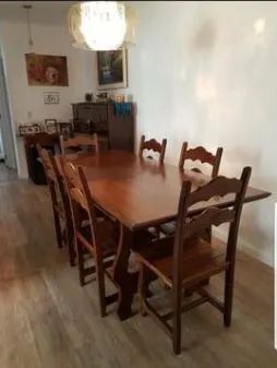 Mesa de jantar retangular com expansão e 6 cadeiras (madeira maciça) - Foto 3