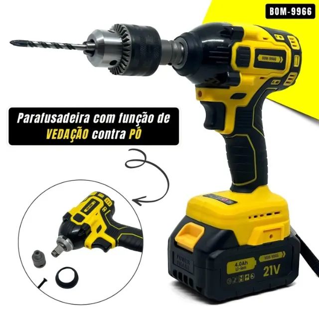 Parafusadeira BOMVINK BOM-9966 (COM FUNÇÃO PARAFUSADEIRA, FURADEIRA E CHAVE DE IMPACTO) - Foto 3