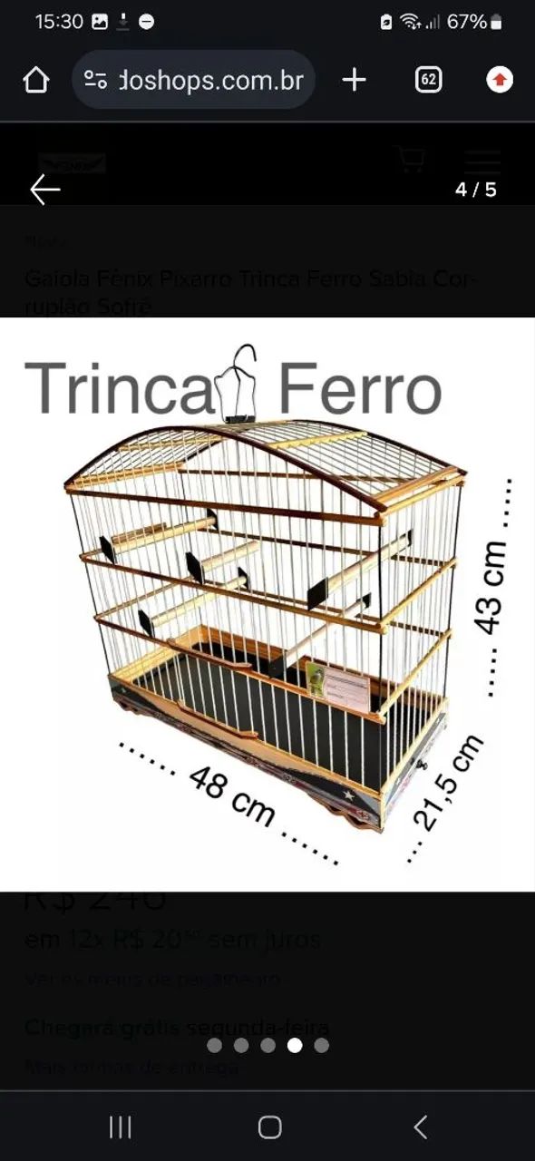 Gaiola para pássaros trica ferro 300 reais tratar com tonhao *. - Foto 3