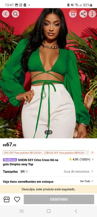 Top Cropped Verde - SHEIN SXY Criss Cross Nó na gola Simples sexy Top