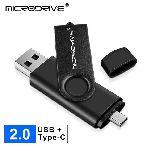 Pen Drive Microdrive 2.0 USB + Tipo C 128GB Original 