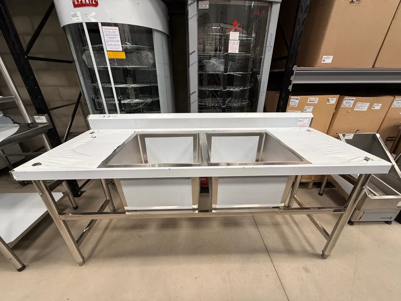 MESA INOX 1900x700x850 COM 2 CUBAS CENTRAIS - URUMAX