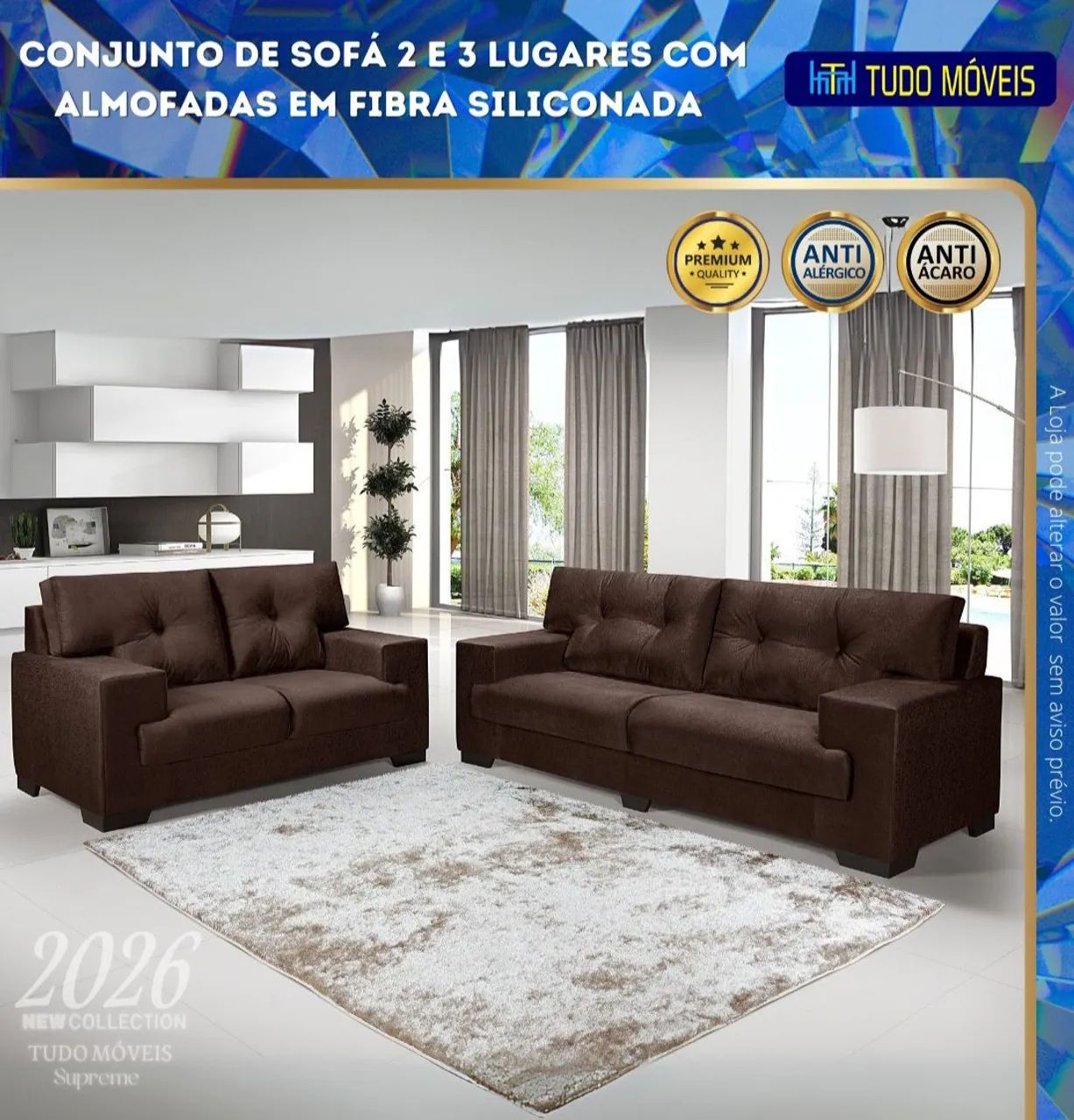 Conjunto de sofa de 2 e 3 lugares com almofadas de fibras de silicone - Foto 3