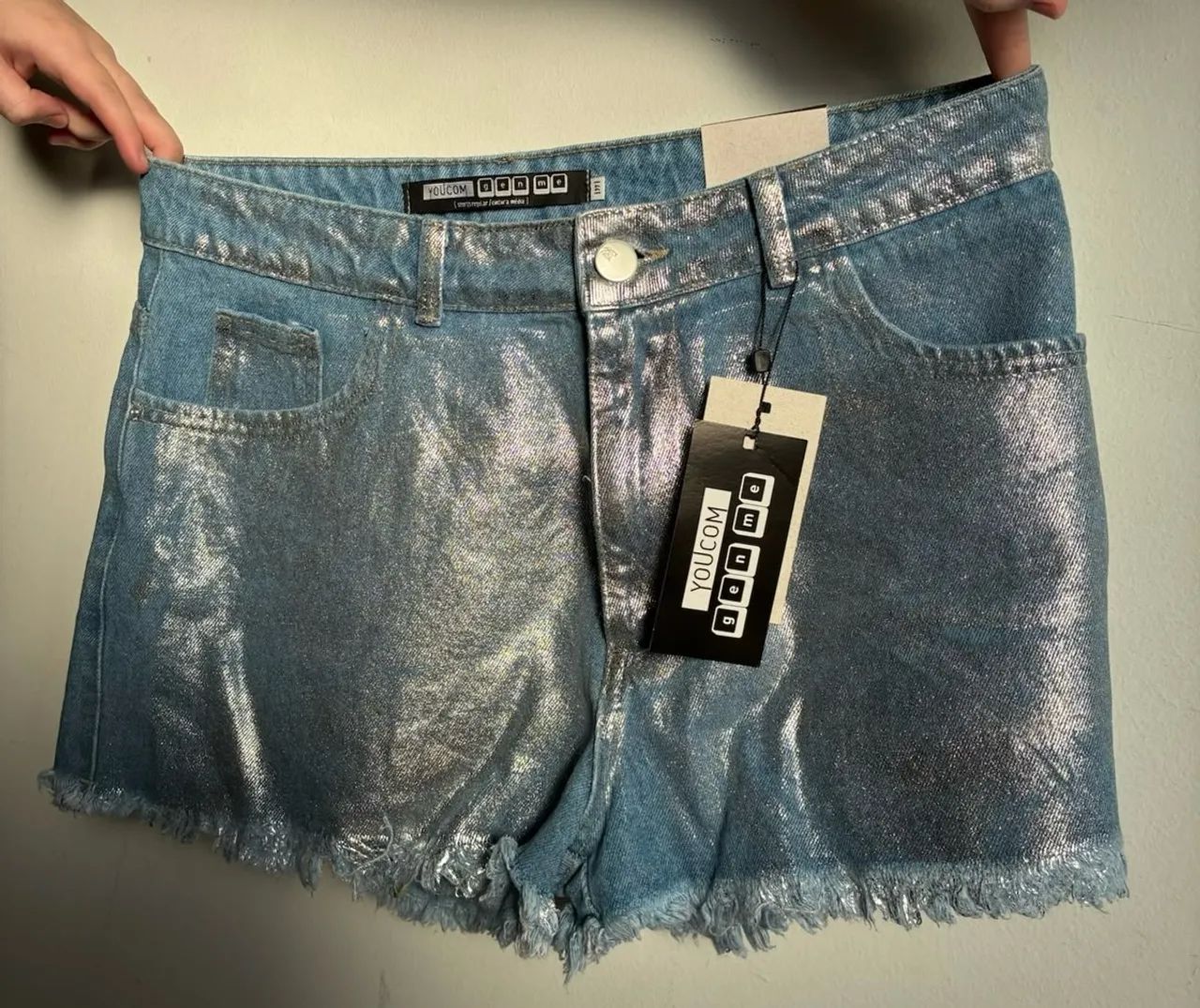 Shorts Jeans Metalizado 