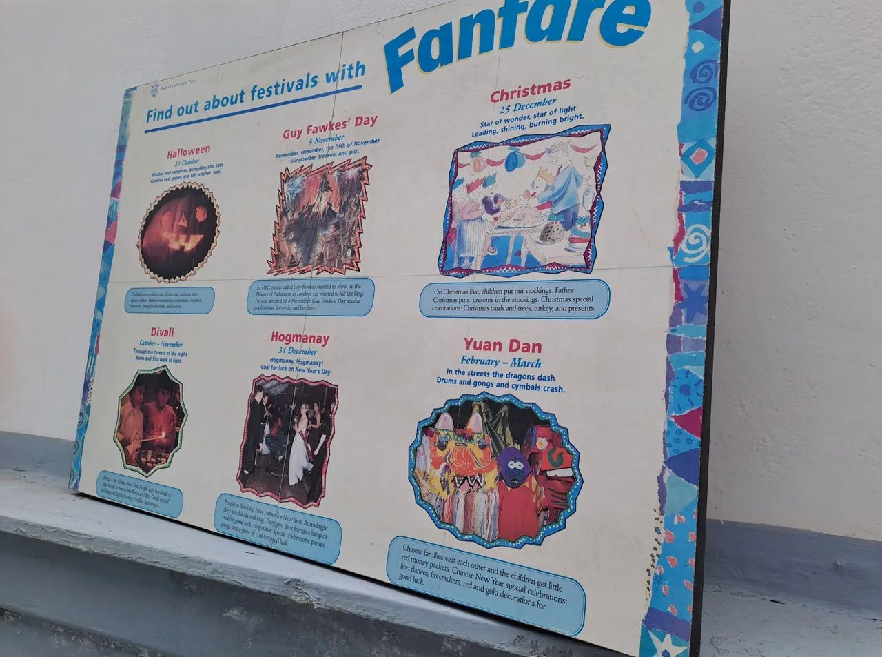 Quadro educativo de inglês Fanfare aprenda sobre festivais para crianças - Foto 2