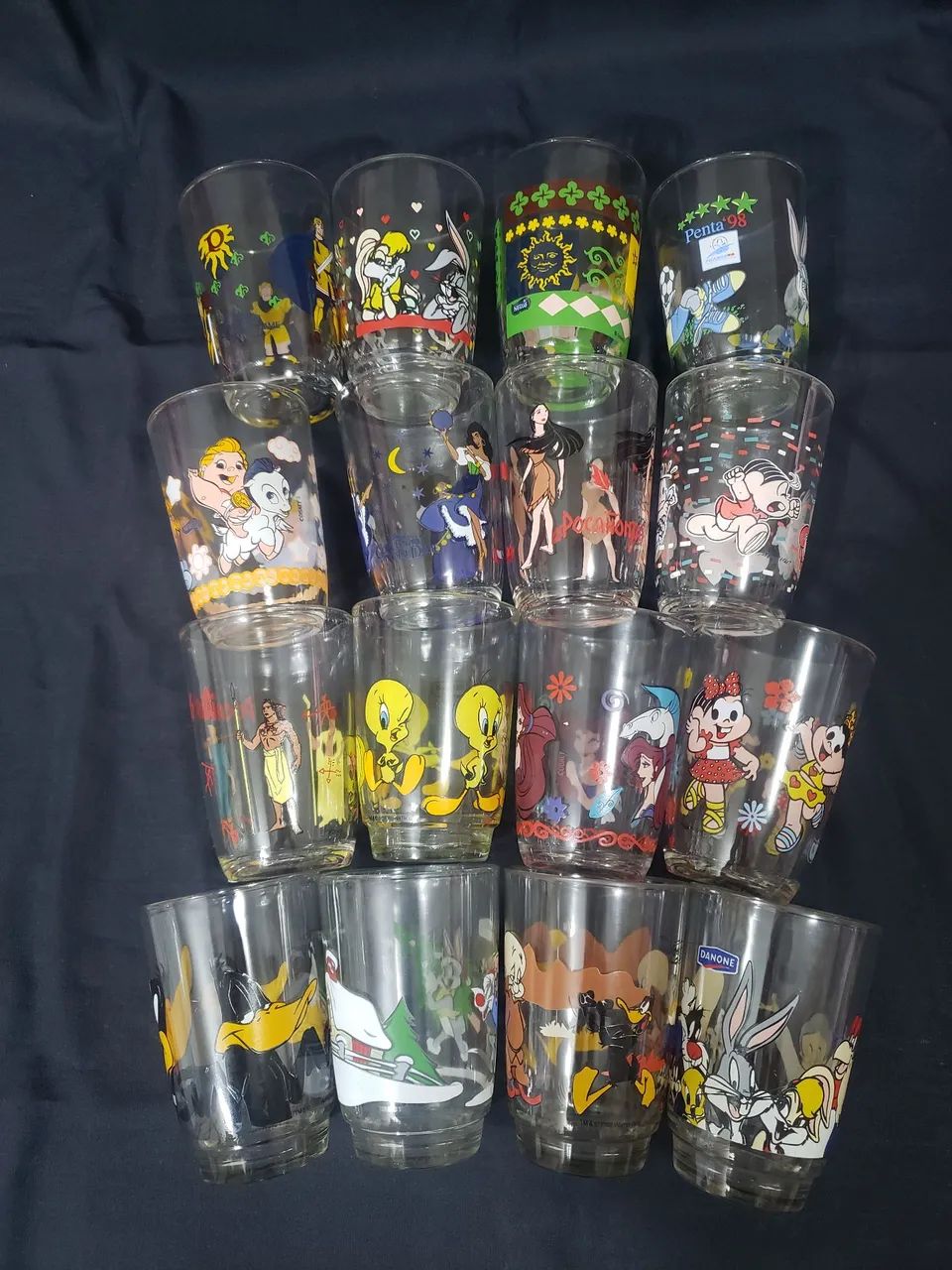 16 Copos de vidro anos 90