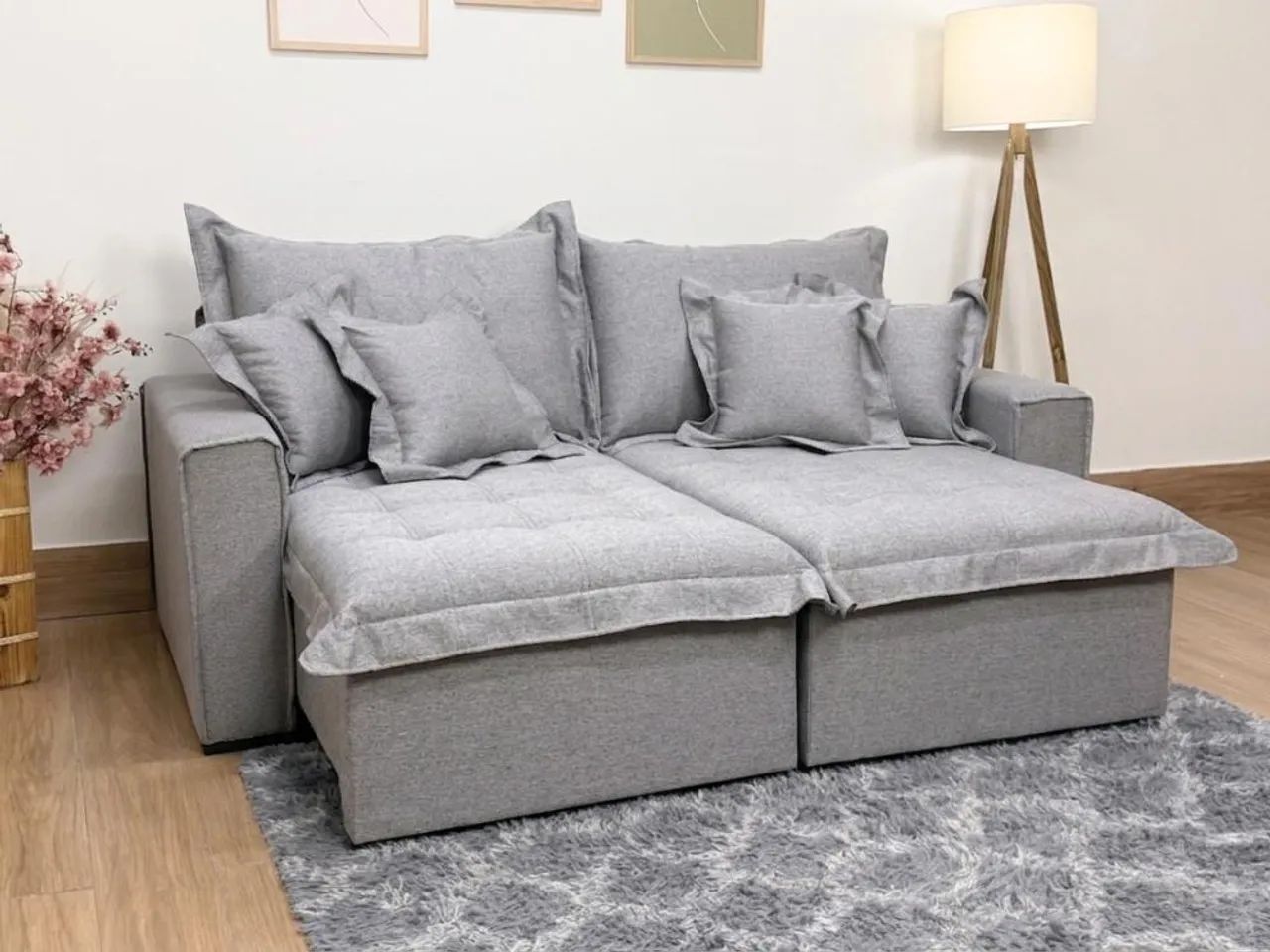Sofá Cama Retrátil Reclinável  2.80m D33 e Molas Bonnel l87