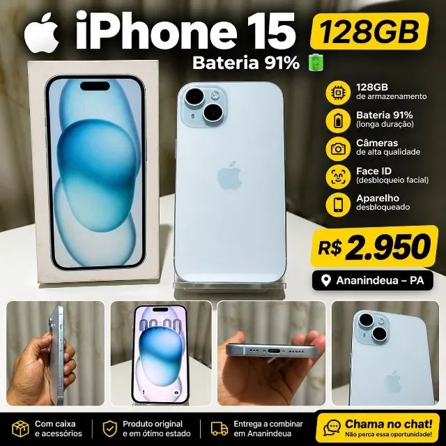 iPhone 15 128GB / Com nota de compra!