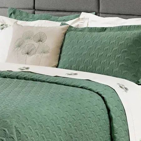 Jogo de Cama King 200 fios 4 peças Branco e Verde  - Foto 2