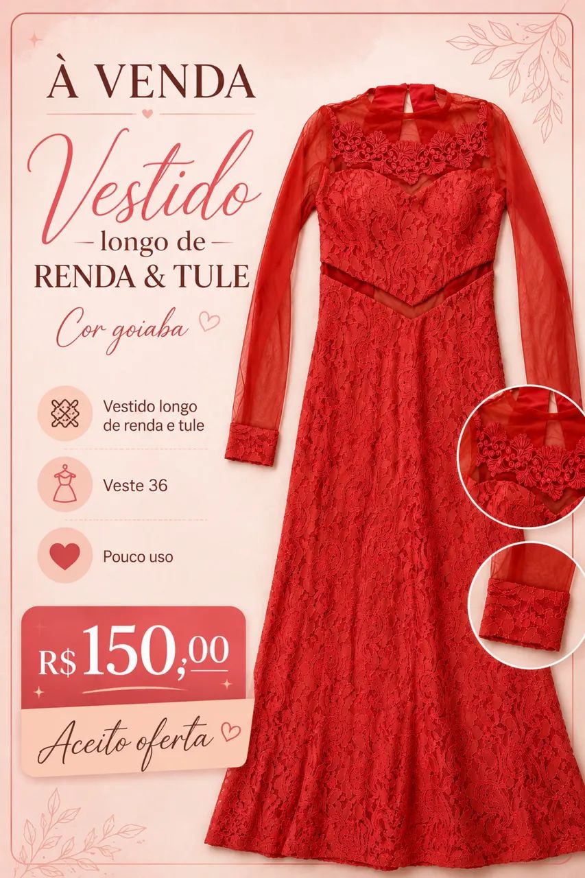 Vestido de renda e calça flare  - Foto 3
