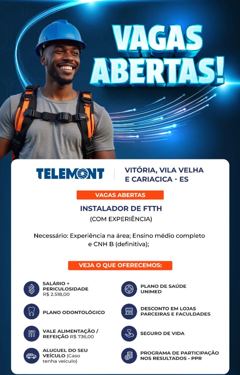 INSTALADOR DE FTTH (INTERNET) VITÓRIA - ES