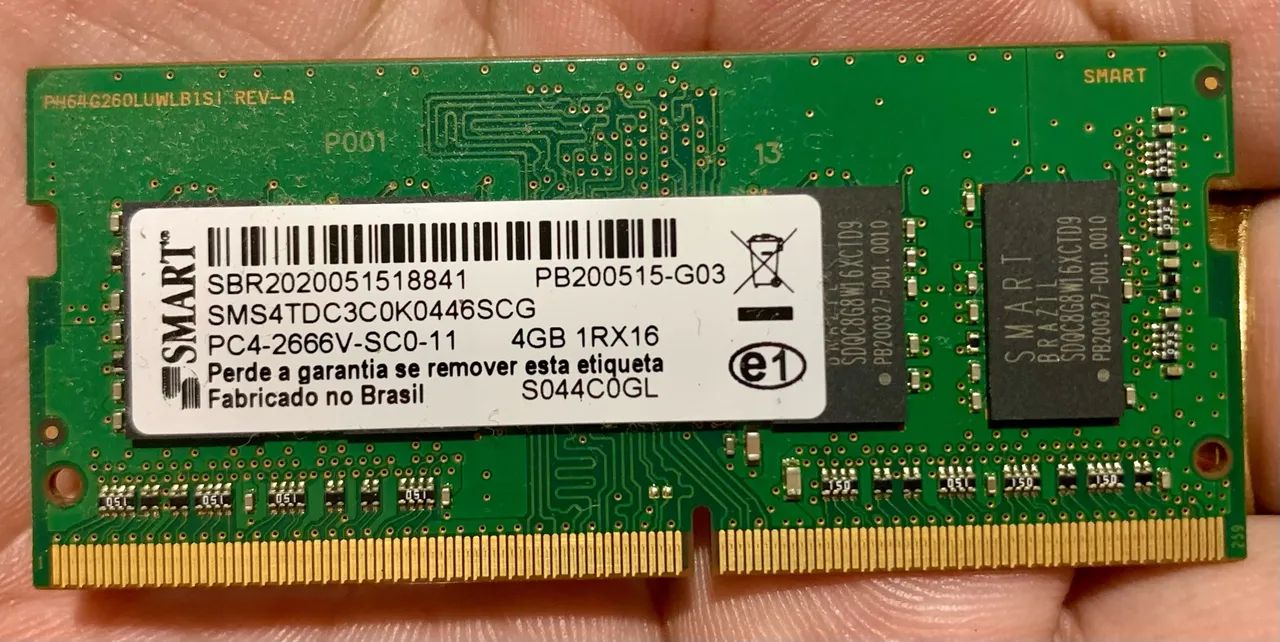 Memória DDR4 4GB Notebook 