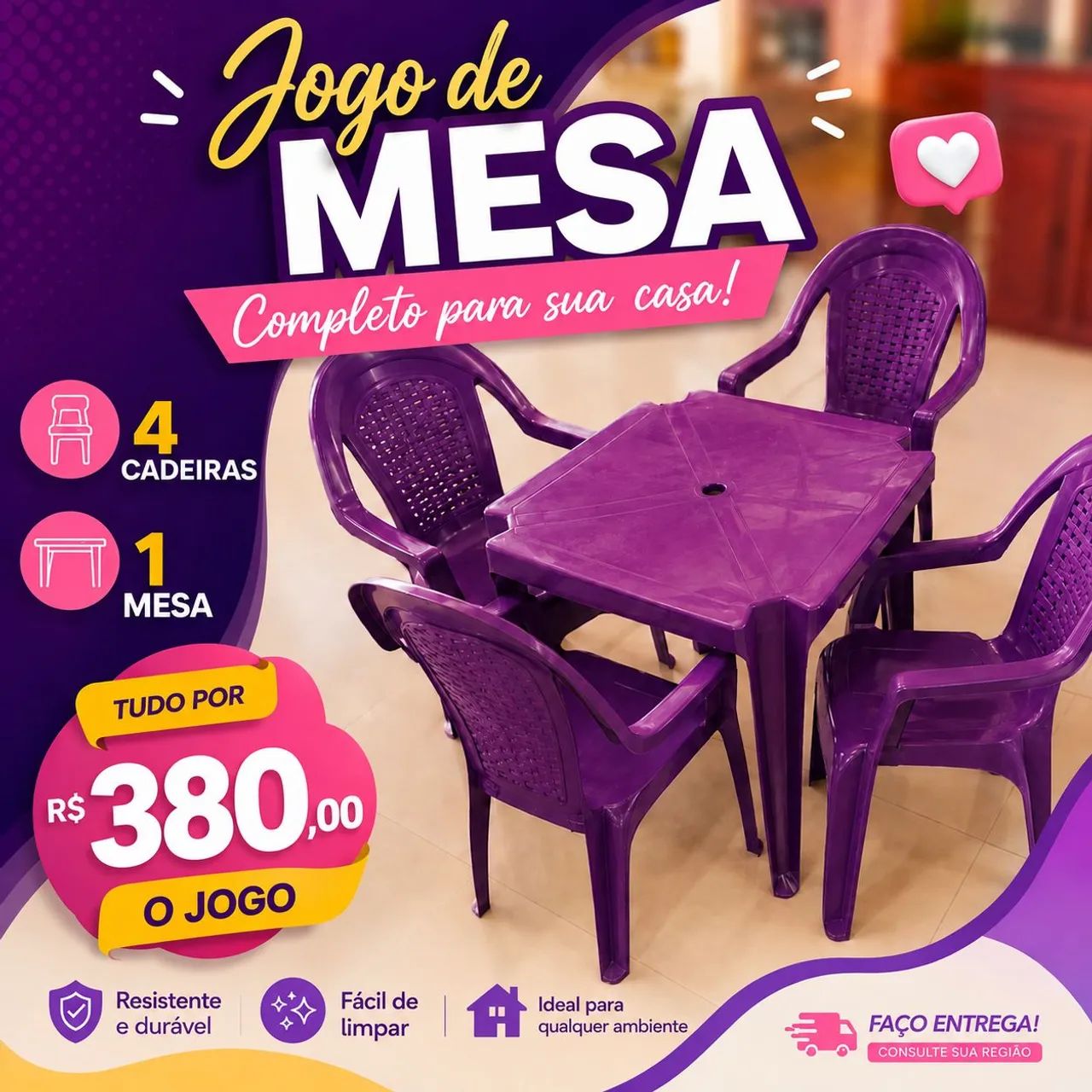 Jogo de Mesa e cadeira 