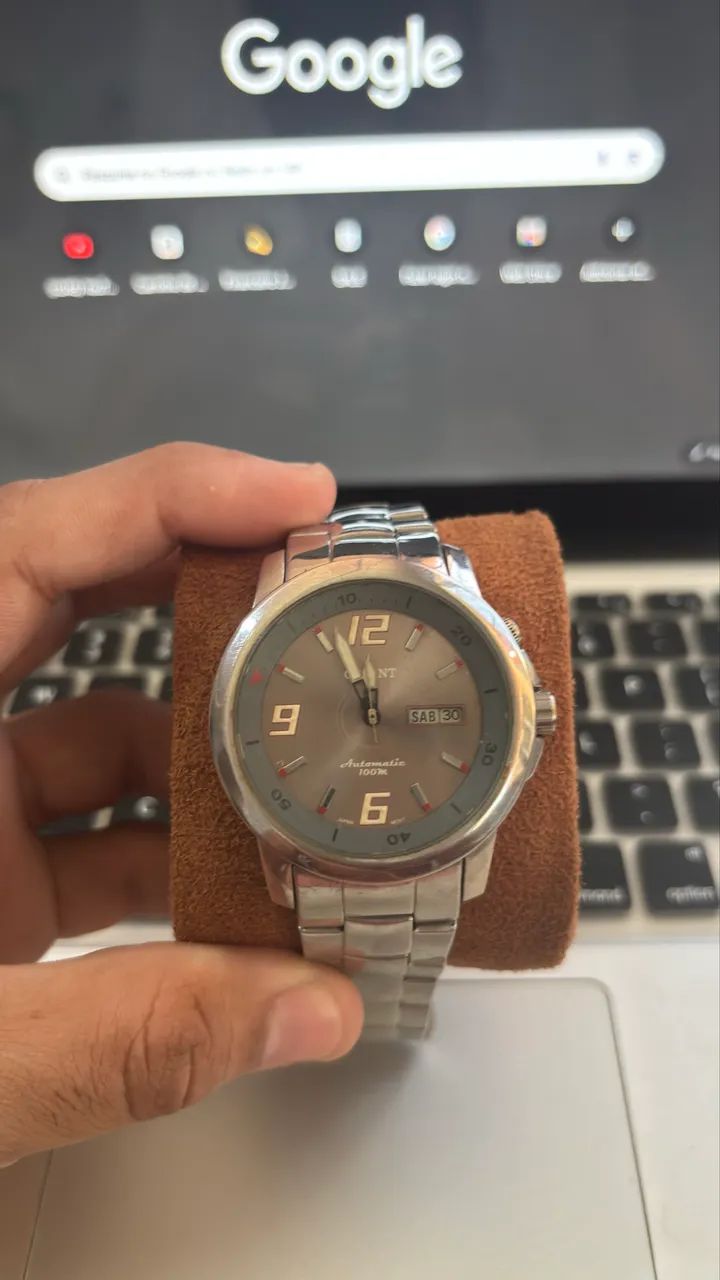Relógio orient automático caseback vidro