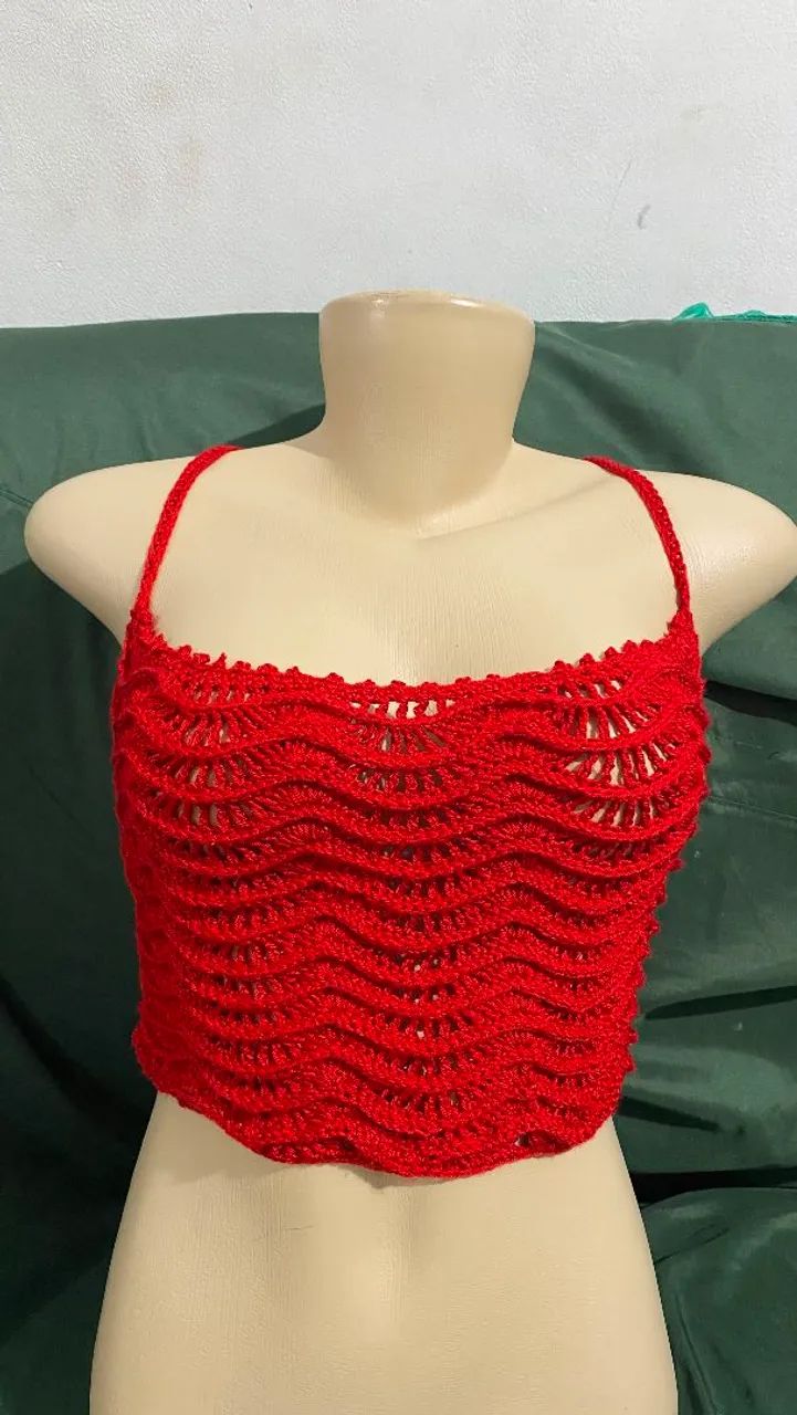 Roupa  em crochê 100% algodão (croped, top) - Foto 2