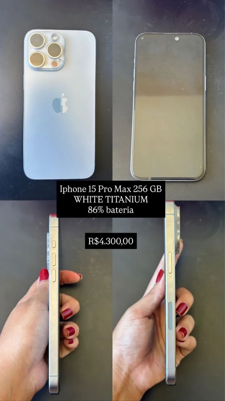 iPhone 15 Pro Max 256gb white titanuin - Celulares e Smartphones