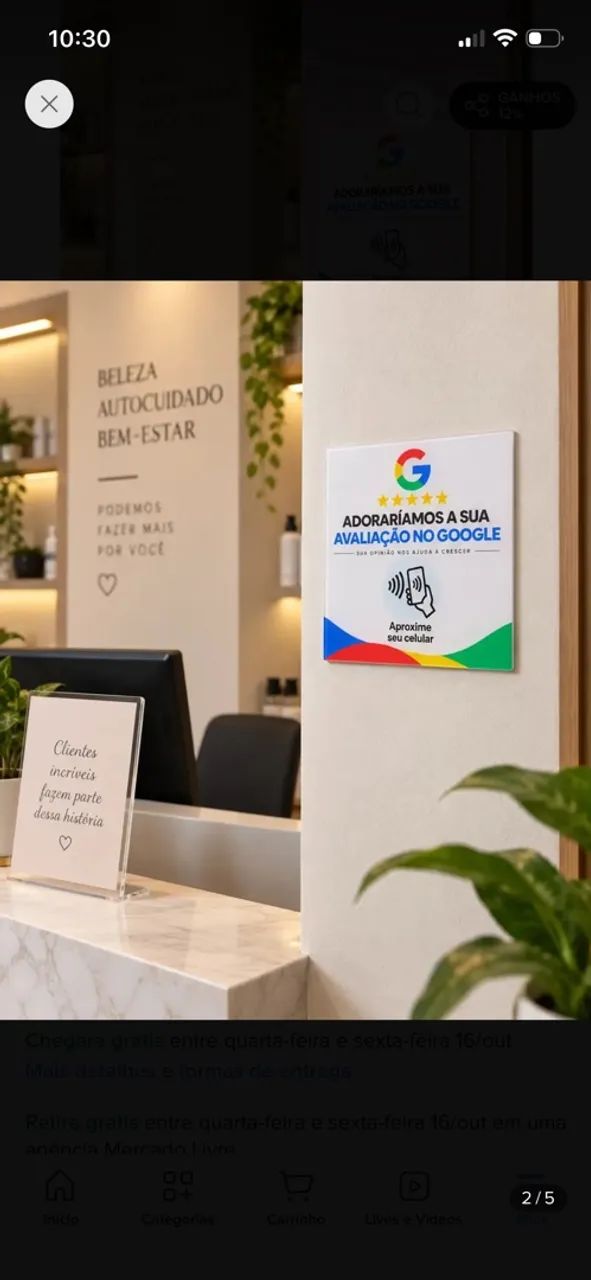 Placa avaliação Google nfc  - Foto 2