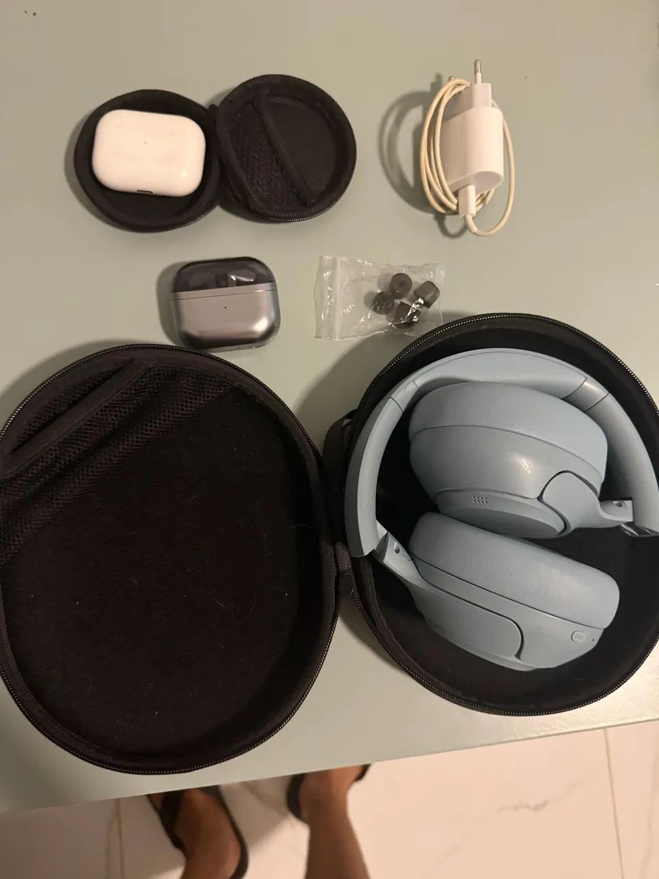 AirPods Pro 1ª Geração + Galaxy Buds + Headphone Bluetooth Azul com Case