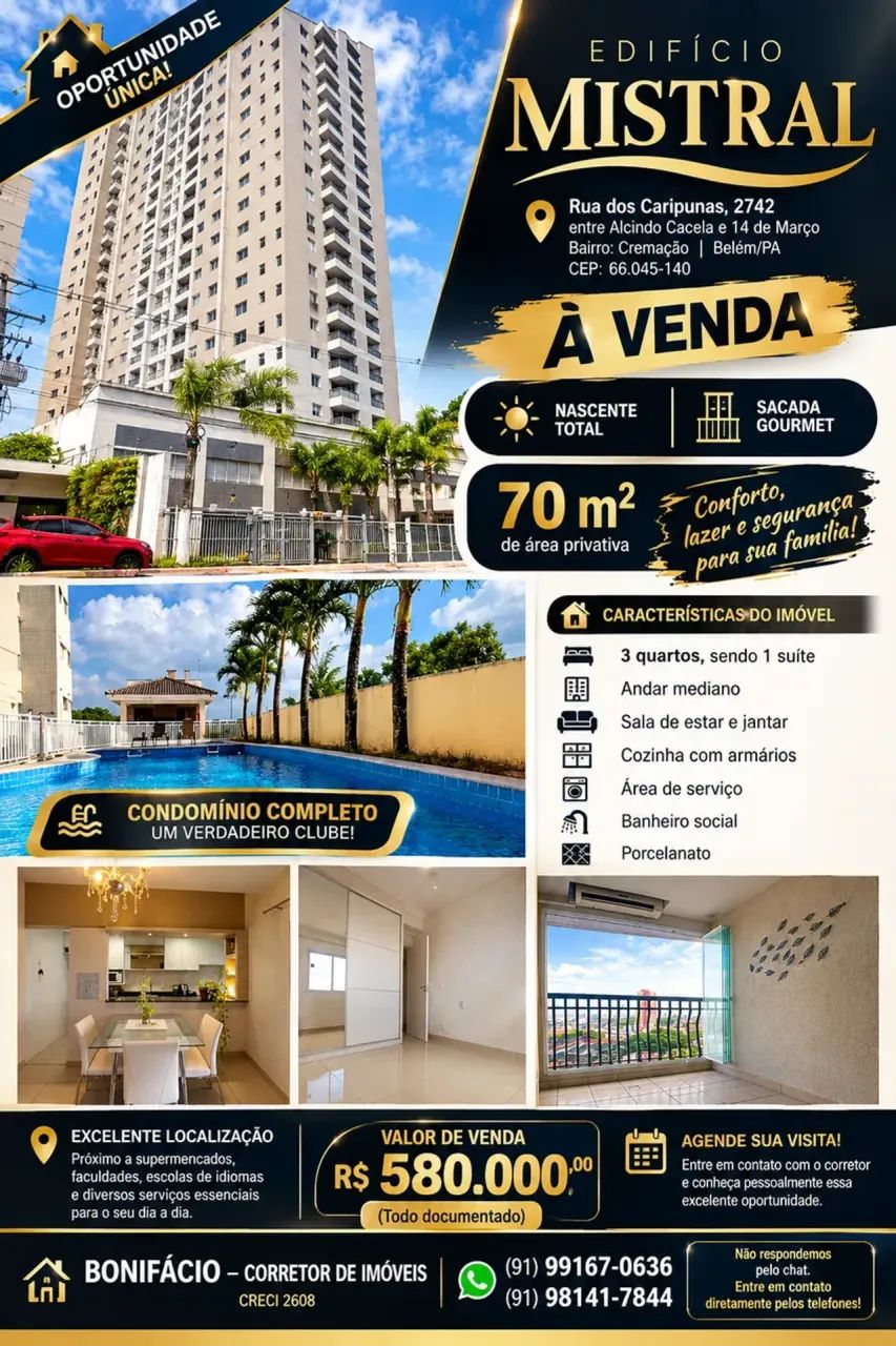 Edifícil Mistral, Vendo excelente apto,  2/4 s/1 suíte,  sacada gourmet