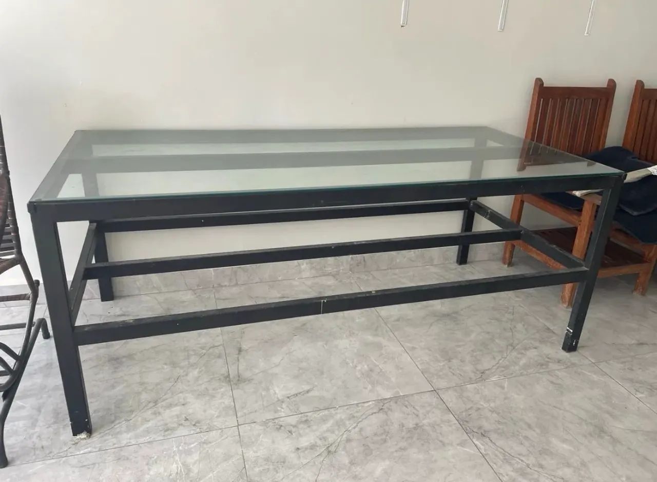 Mesa com tampo de vidro, 1,86x85 - Foto 2