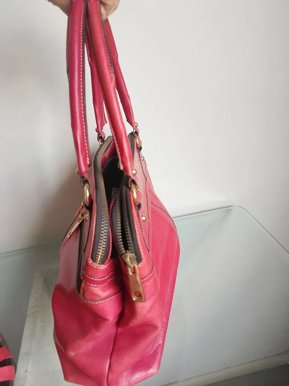 Bolsa em Couro goiaba  legítimo  - Foto 3