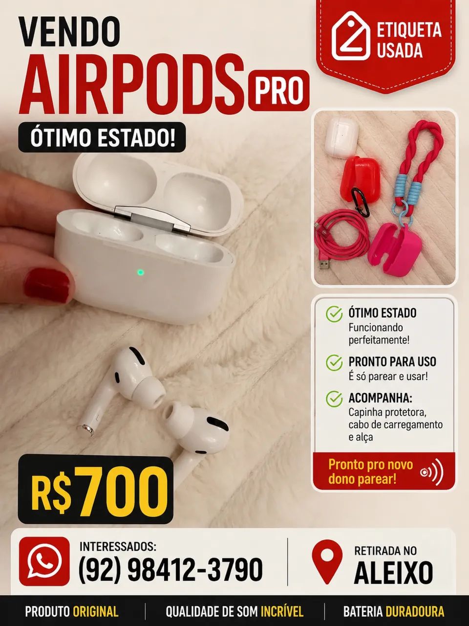 Air Pods Pro セット Vendo AirPods Pro - Fones de Ouvido - Aleixo, Manaus 1501279707 | OLX