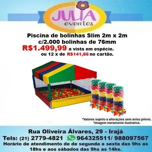 Piscina de Bolinhas 2m x 2m + 2 mil bolinhas de 76mm