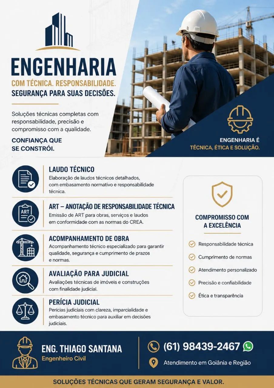 ENGENHEIRO CIVIL - LAUDOS, ART, PERÍCIA E ACOMPANHAMENTO DE OBRA
