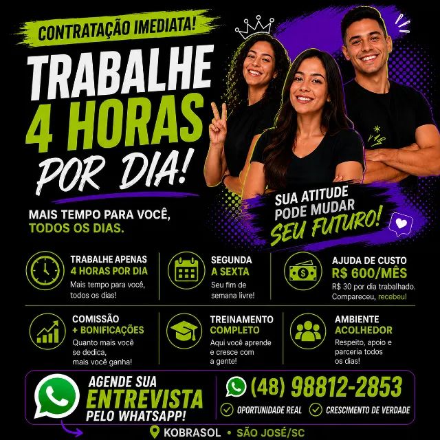 TRABALHE 4HORAS - TELEMARKETING - MANHÃ