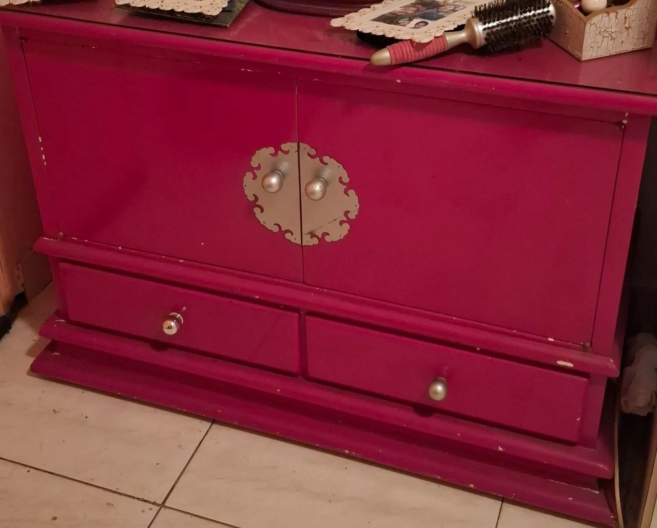Cômoda estilo Chinese Cabinet Red - Foto 2