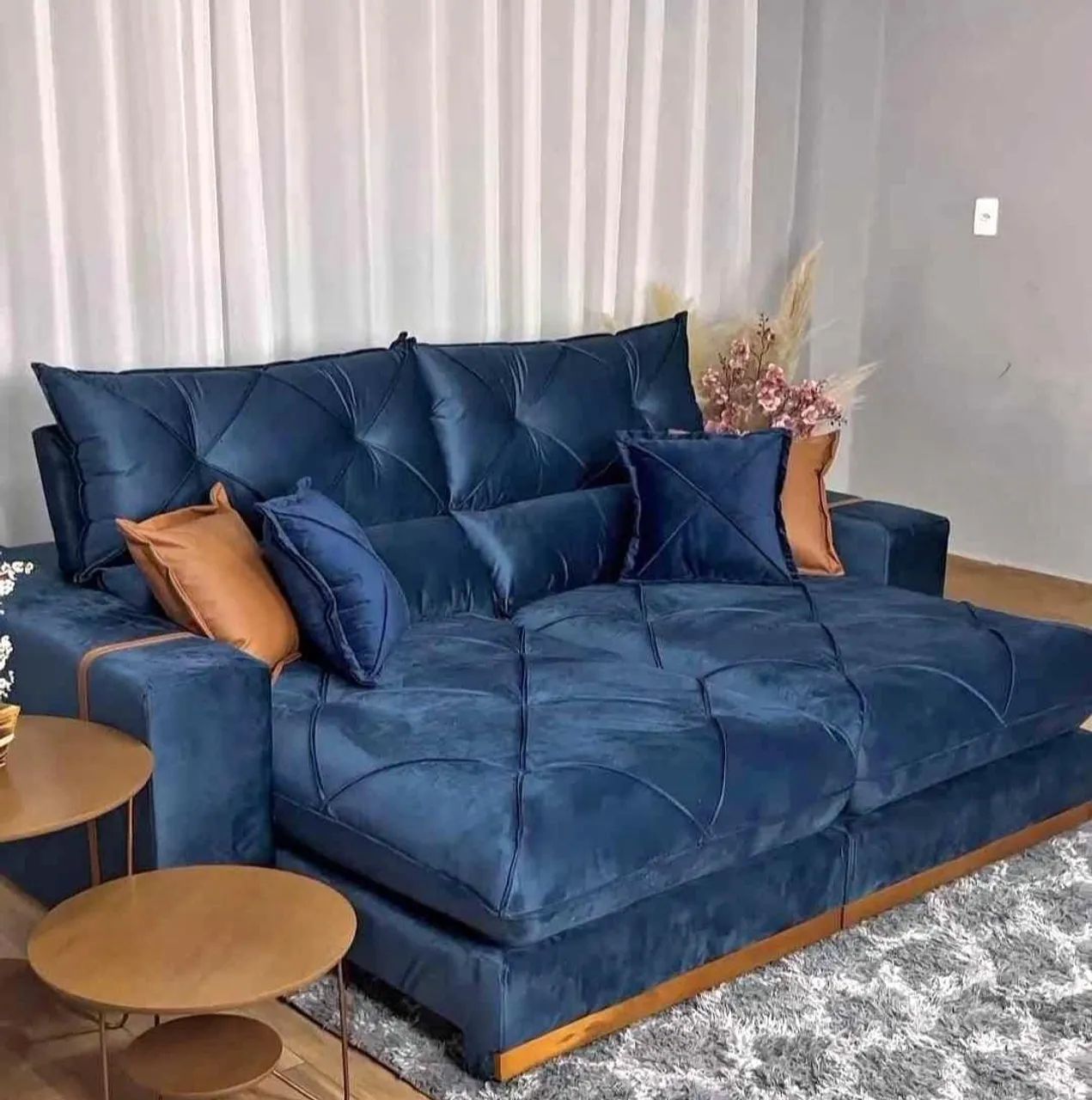 LINDO SOFÁ RETRATIL RECLINAVEL 2,50 ESPUMA D33 MOLAS ENSACADA 