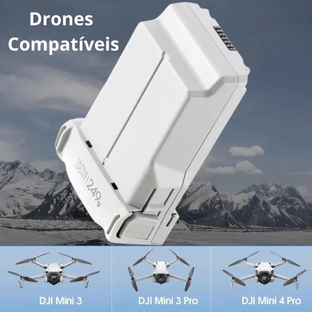Kit 2 Baterias + Carregador Triplo Para Drone Dji Mini 3 Pro - Mini 4 Pro - Foto 2