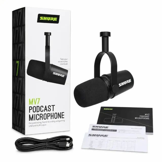 Microfone Profissional Shure MV7 para Youtube, Insta, Tiktok e Lives ORIGINAL