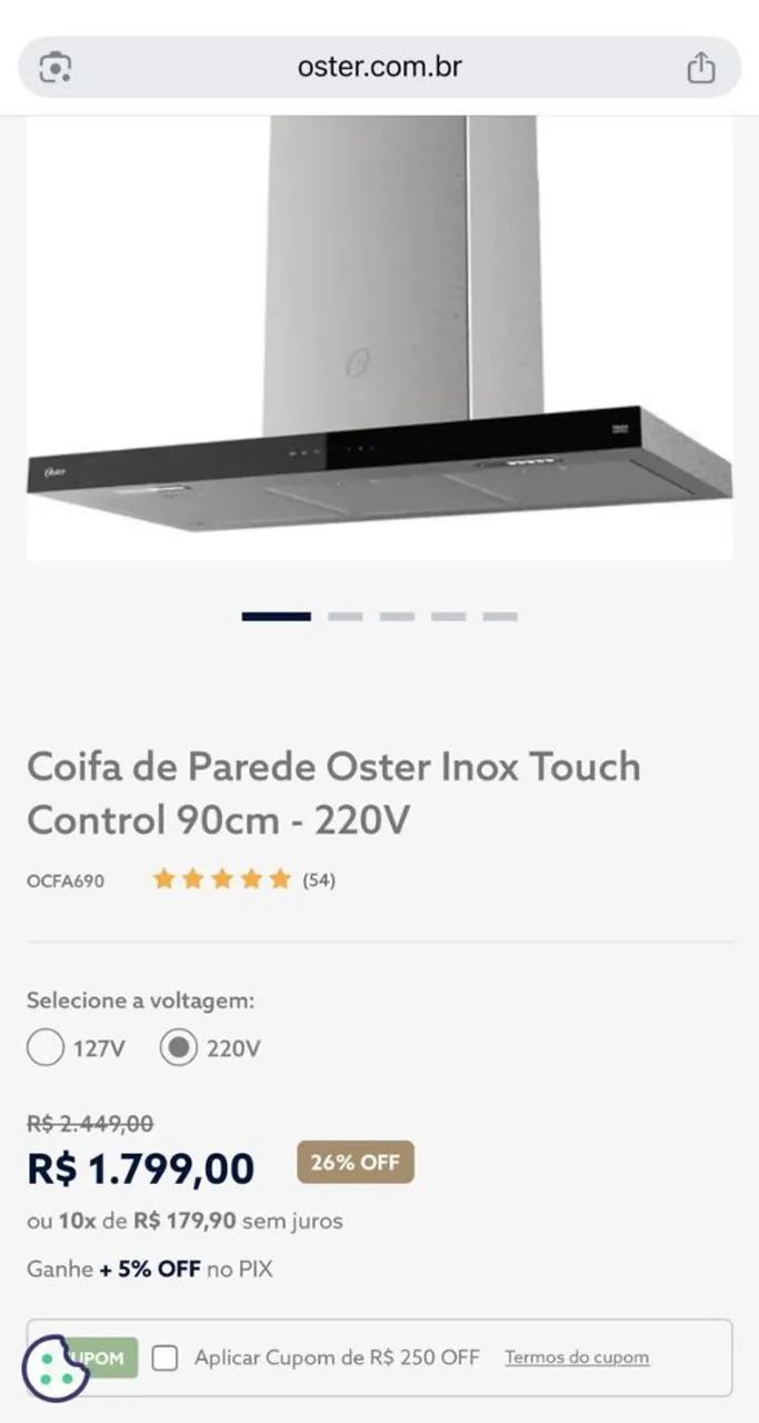 Coifa de parede oster 90cm 
