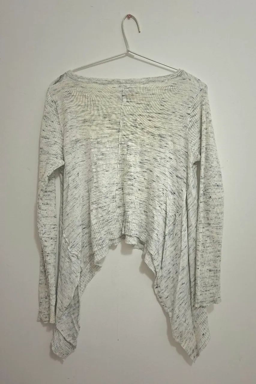 Blusa manga longa basic mescla cinza e branco tamanho M - Foto 4