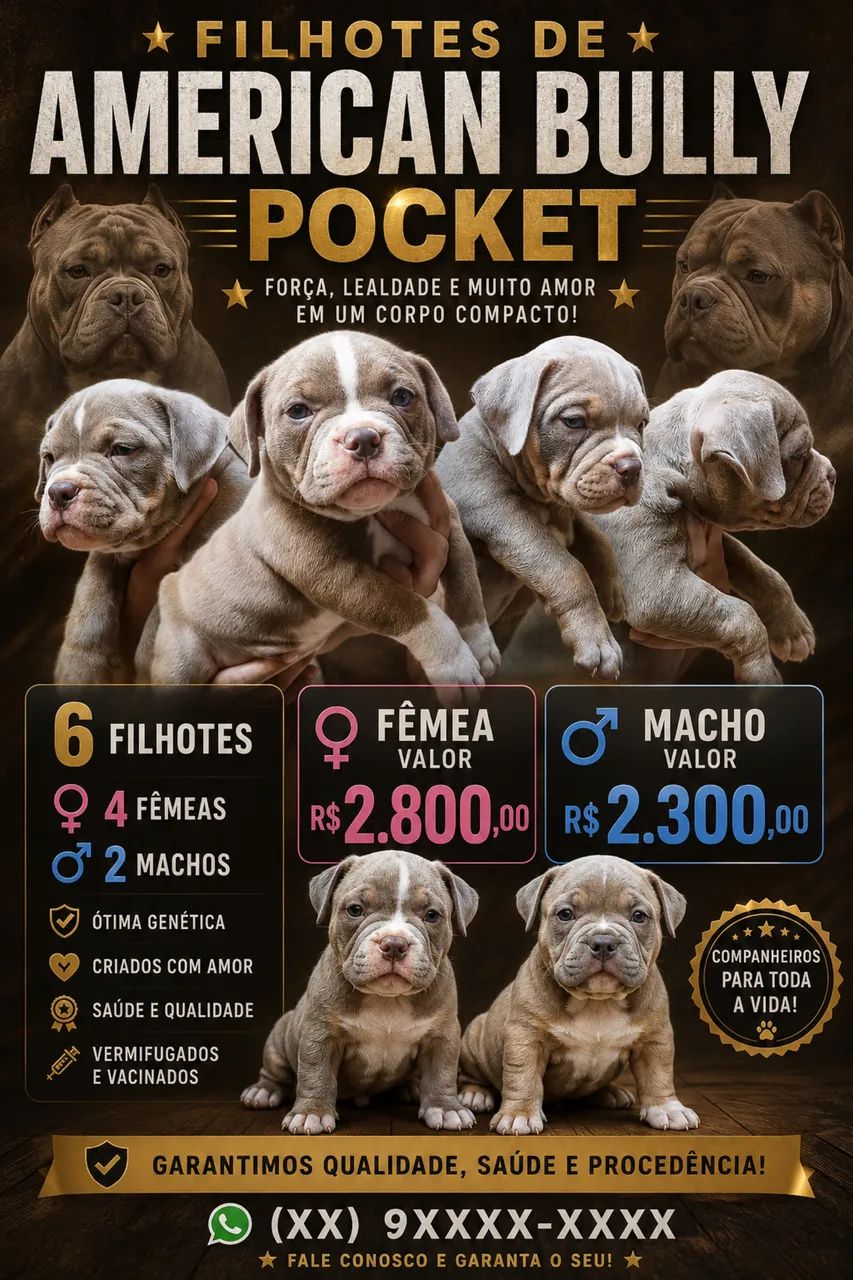 FILHOTES DE AMERICAN BULLY POCKET