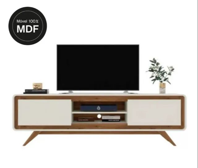 Rack 100% MDF c/ pés em madeira maciça DIVIDIMOS EM ATÉ 10X SEM JUROS - Foto 2