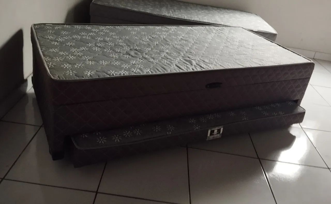 Cama Box Baú Solteiro Conjugado de Molas com Cama Auxiliar Bicama 3 em 1 - Foto 3