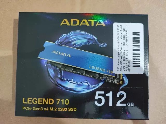 (NOVO) SSD Adata Legend 710, 512GB, M.2 2280, Leitura 2400 MB/s, Gravacao 1800 MB/s - Foto 2