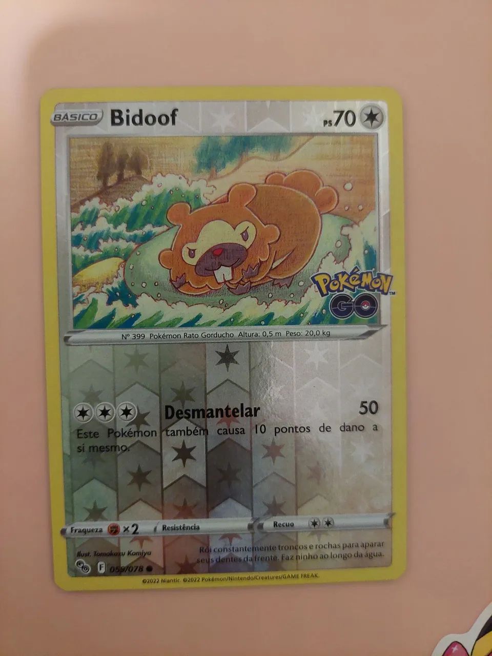 Carta pokémon copag Bidoof reverse 059/078 SP (algumas marcas leves) coleção pokémon go