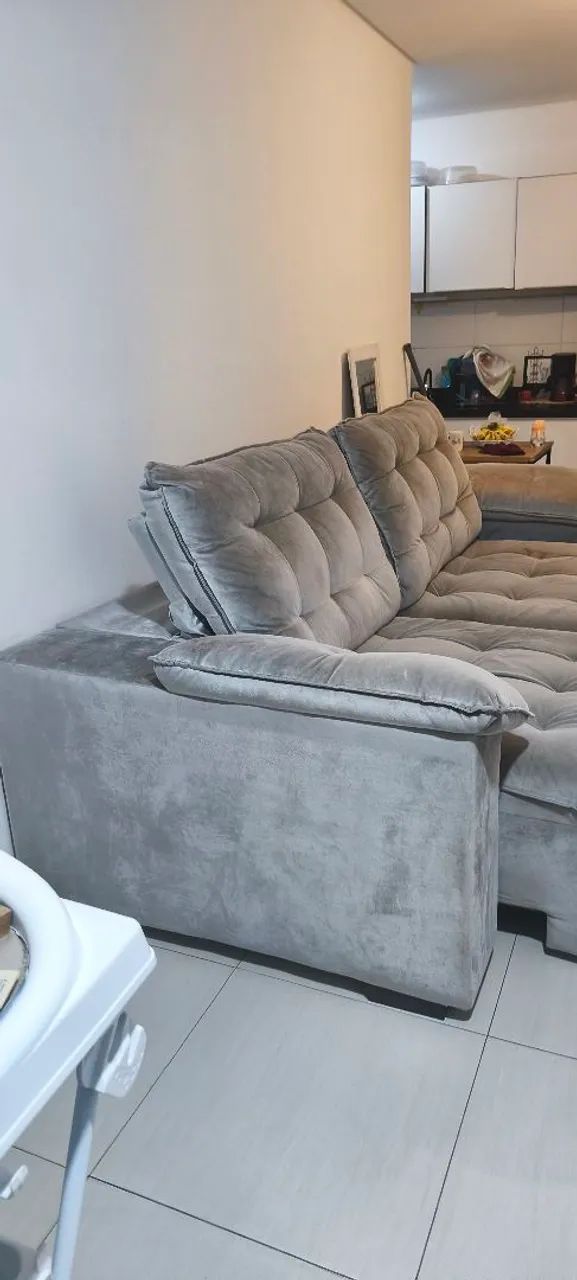 Sofá retrátil suede de 2,60 - Foto 2