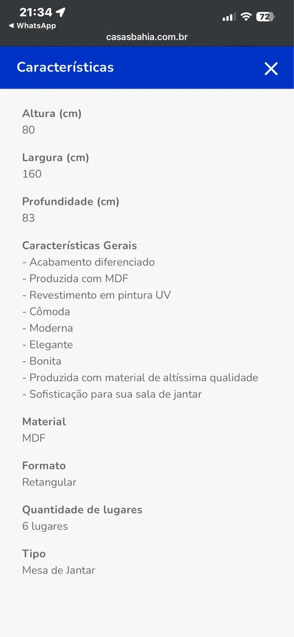 Mesa de jantar Modocasa Olímpia  NOVA, NA CAIXA! - Foto 3